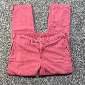 Brooks Brothers Red Fleece Mens Chinos 34x28 Salmon Red Cotton Linen Stretch